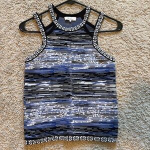 Parker Reya White-Noise knit tank top in cobalt blue